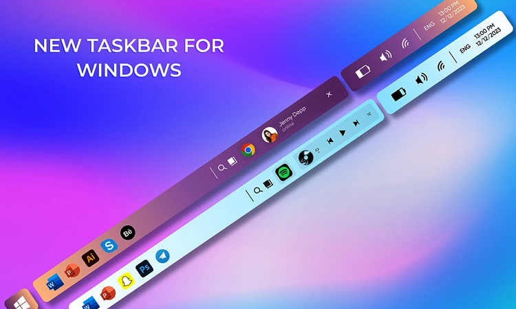 Taskbar Leptop dengan Thema Modern Gratis