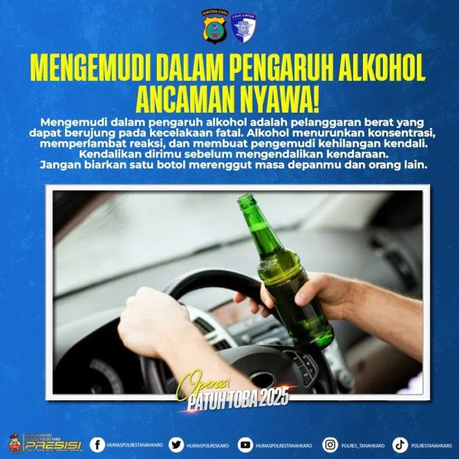 
					Satlantas Polres Tanah Karo: Mengemudi dalam Keadaan Pengaruh Alkohol, Ancaman Nyata di Jalan Raya