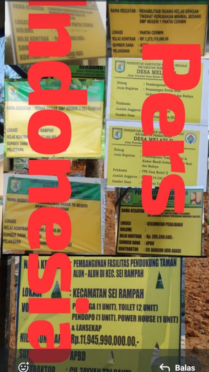 
					Banyaknya Plang Proyek Anggaran APBD di Sergai Tidak Tertulis Dengan Lengkap, Diduga Menjadi Bancakan Korupsi Berjamaah.