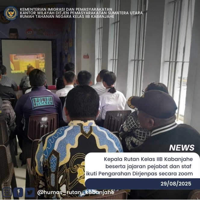 
					Rutan Kabanjahe Ikuti Pengarahan Direktur Jenderal Pemasyarakatan Secara Virtual