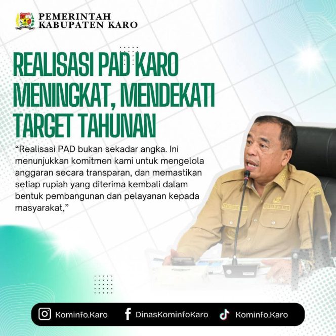 Realisasi PAD Karo Meningkat, Mendekati Target Tahunan