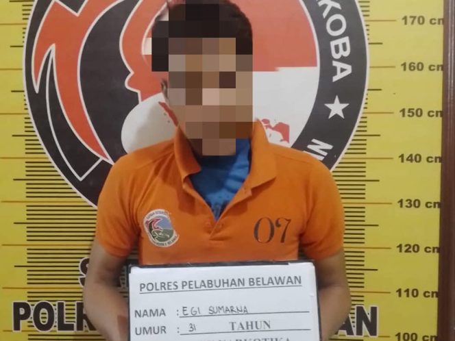 *Sat Narkoba Polres Pelabuhan Belawan Tangkap Pengedar Shabu di Kelurahan Terjun*