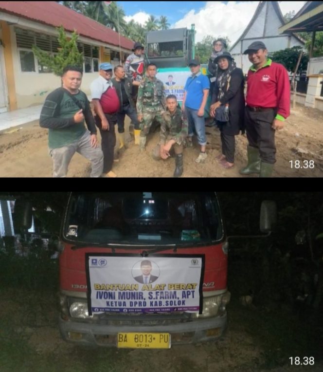 
					Ivoni Munir, S. Farm, Apt, Ketua DPRD Kabupaten SolokTambah Bantuan Alat Berat untuk Percepatan Pemulihan Pasca Bencana.