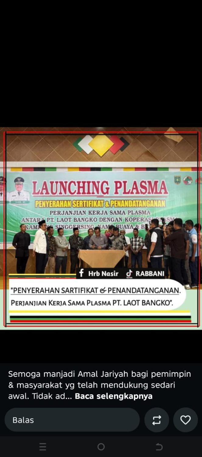 
					Launching Kebun Plasma Tiga Desa, PT Laot Bangko Gandeng Pemko Subulussalam