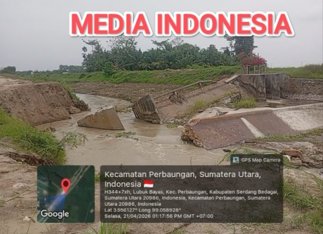
					Sungai Buluh Diterjang Abrasi Akibatkan Pintu Air Roboh, Pemkab Sergai Dinilai Lamban Merespon.
