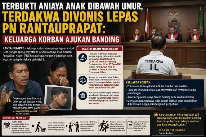 
					Terbukti Aniaya Anak Dibawah Umur, Terdakwa Divonis Lepas PN Rantauprapat: Keluarga Korban Ajukan Banding
