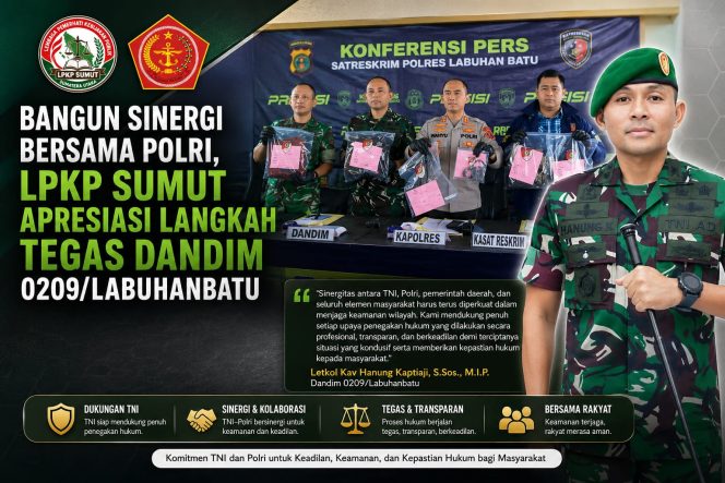 
					Sinergi Bersama Polri Ungkap Kasus, LPKP Sumut Apresiasi Langkah Tegas Dandim 0209/Labuhanbatu