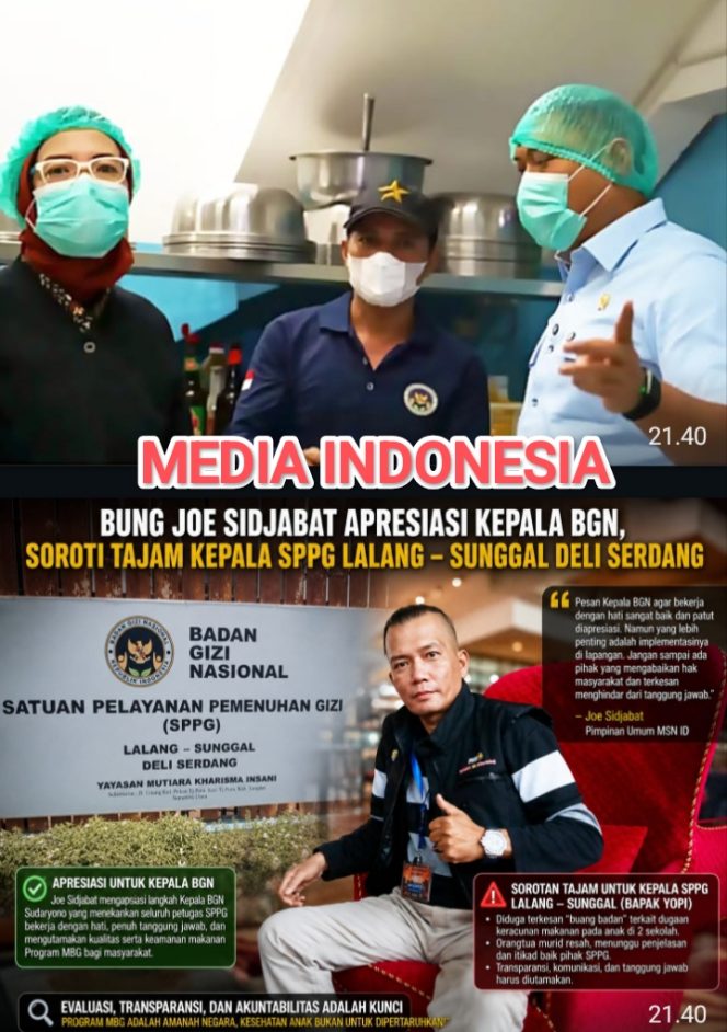 
					Kepala BGN  Minta Seluruh SPPG Berkerja Dengan Hati, Bung Joe Sijabat:Jangan Hanya Jadi Slogan, Buktikan Dengan Tanggung Jawab di Lapangan.